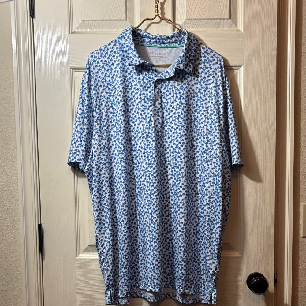 Maelreg Men's Blue palm tree Patterned Shirt